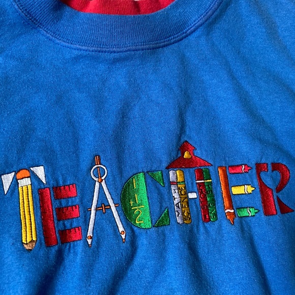 Vintage Sweaters Vintage Teacher Sweater Spellout Womens Medium